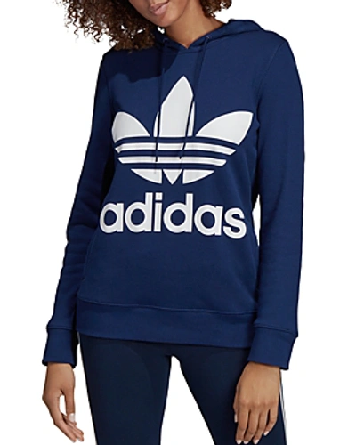 Shop Adidas Originals Trefoil Hooded Sweatshirt In Dark Blue