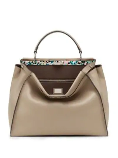 Shop Fendi Peekaboo Large Tortoise-accented Satchel In Dove