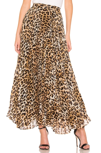 Shop Alice And Olivia Katz Pleated Maxi Skirt In Spotted Leopard Multi