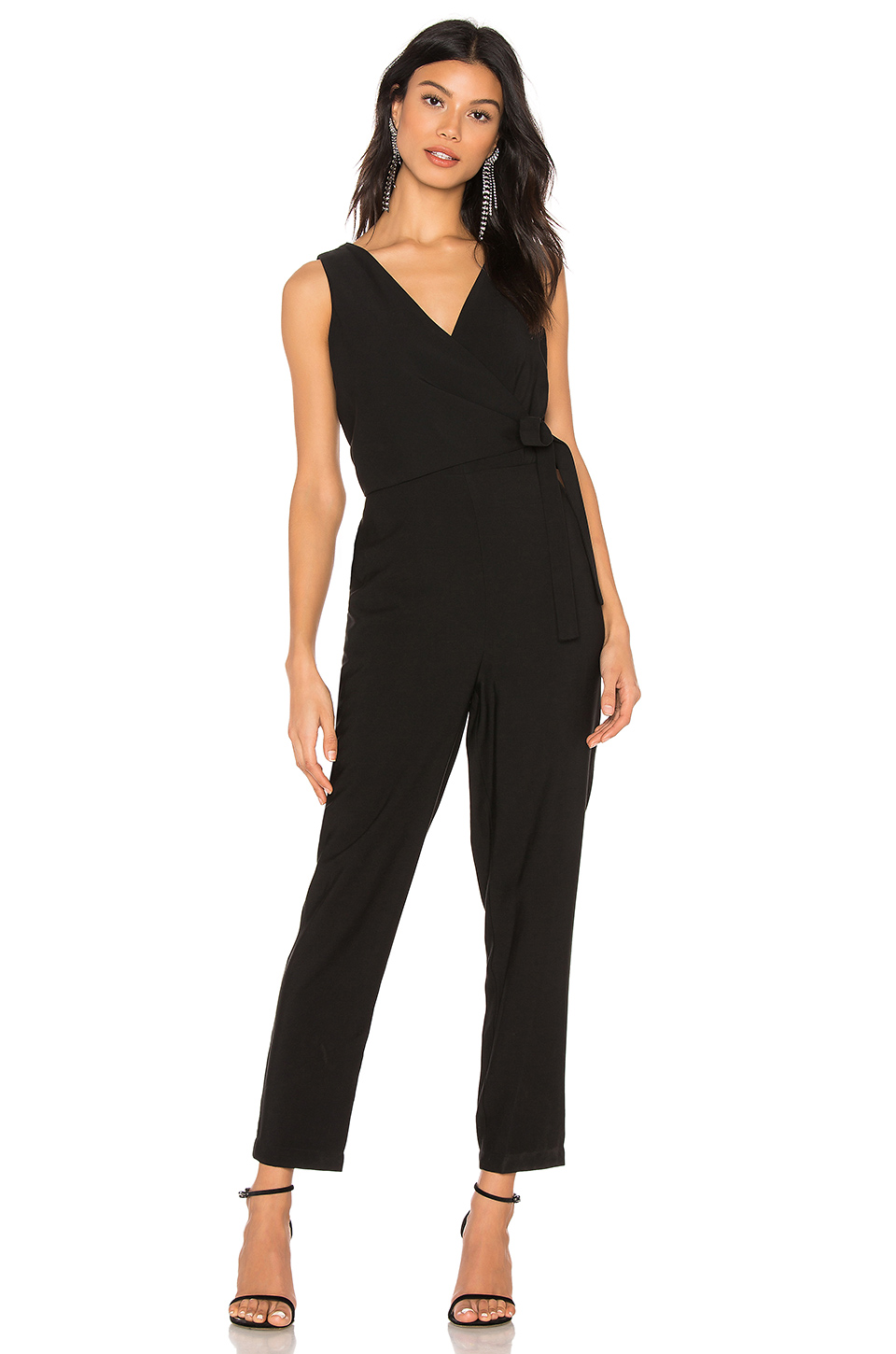 black wrap front jumpsuit