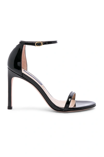 Shop Stuart Weitzman Nudistsong Heel In Black Patent