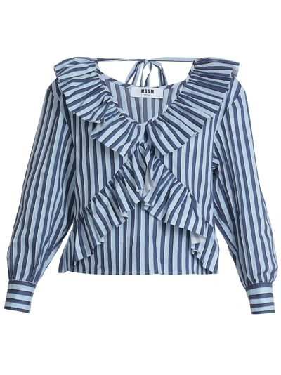 Shop Msgm Cotton Top In Blue