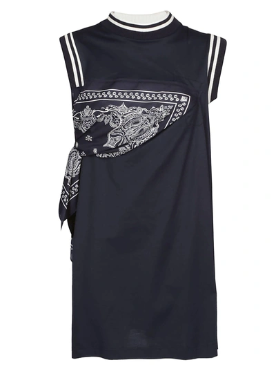 Shop Sacai Bandana Detailed Short Dress In Blue