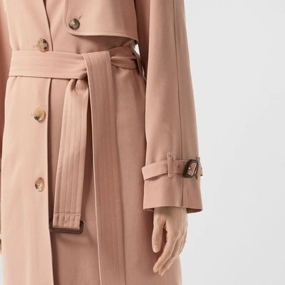 Shop Burberry Wool Gabardine Trench Coat In Blush Pink