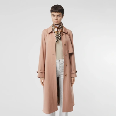 Shop Burberry Wool Gabardine Trench Coat In Blush Pink