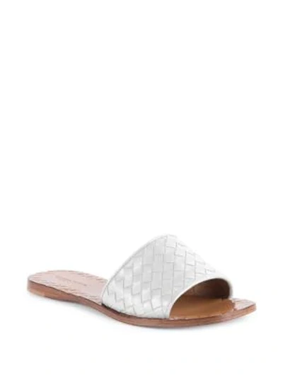 Shop Bottega Veneta Ravello Textured Leather Slides In Bianco