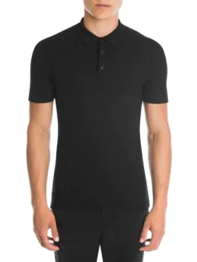 Shop Dolce & Gabbana Ribbed Polo Shirt In Black