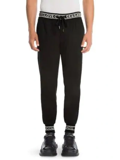 Shop Dolce & Gabbana Love Banded Sweatpants In Black