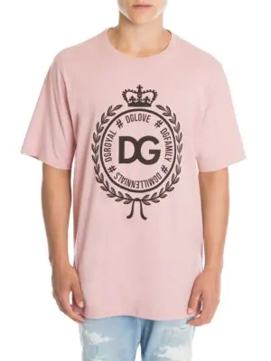 Dolce Gabbana D G Circle Logo Tee In Rosa Modesens