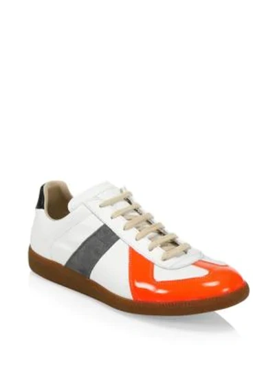 Shop Maison Margiela Replica Low-top Sneakers In White Orange