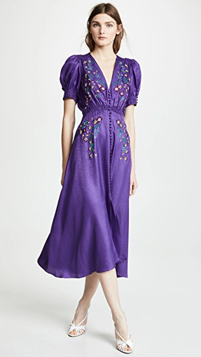 Shop Saloni Lea Dress In Dark Purple/sweetpea