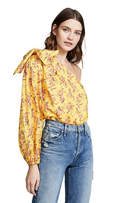 Shop Ulla Johnson Enid Blouse In Chartreuse