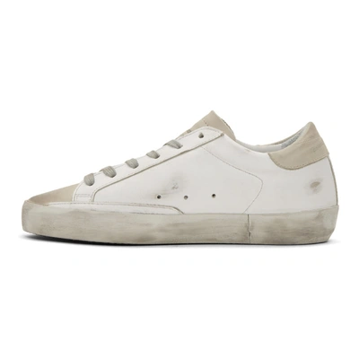 Shop Golden Goose White And Grey Perforated Superstar Sneakers