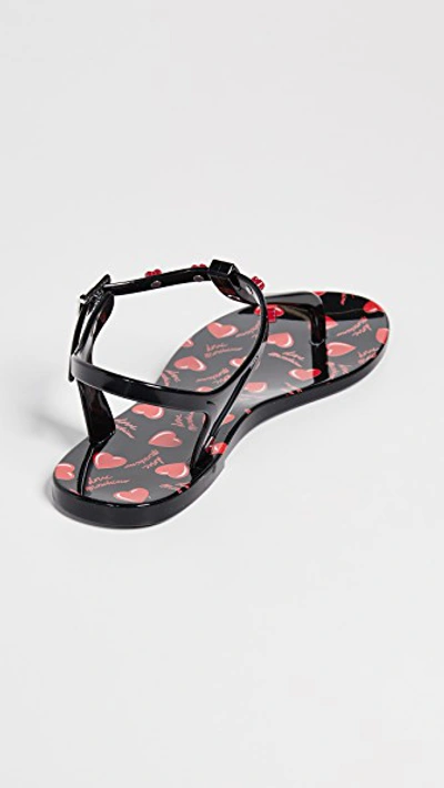 Shop Moschino Heart Thong Sandals In Black