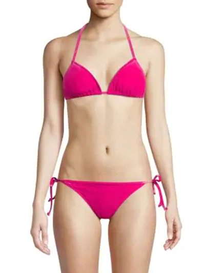 Shop Milly Cabo Halter String Bikini Top In Magenta