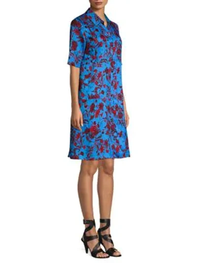 Shop Derek Lam Floral Silk A-line Shirtdress In Matisse Multi