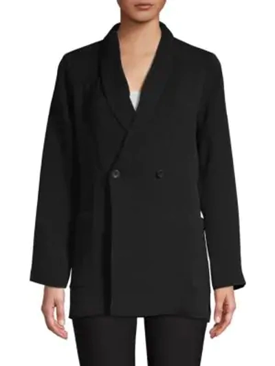 Shop Eileen Fisher Double Breasted Jacket In Black