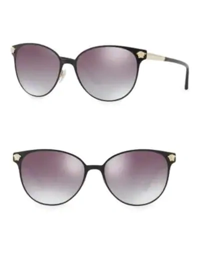 Shop Versace 57mm Round Sunglasses In Gold Black