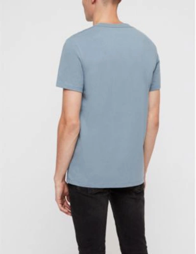 Shop Allsaints Tonic Crewneck Cotton-jersey T-shirt In Salt Blue