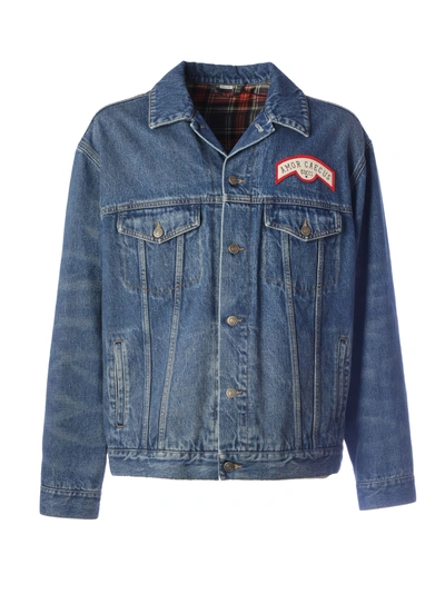 Shop Gucci Denim Jacket In Blue Multi