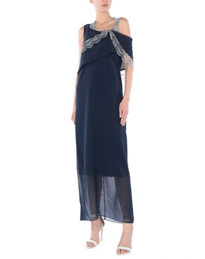 Shop Carven Long Dress In Dark Blue