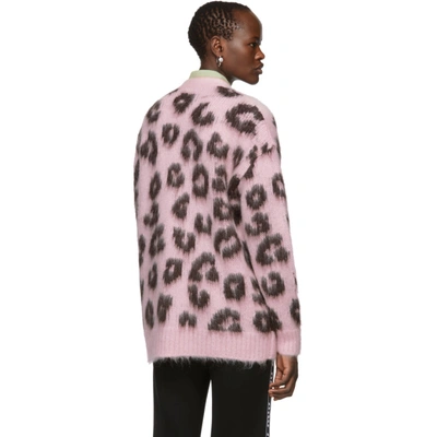 Shop Miu Miu Pink Mohair Leopard Cardigan In F0442 Pink