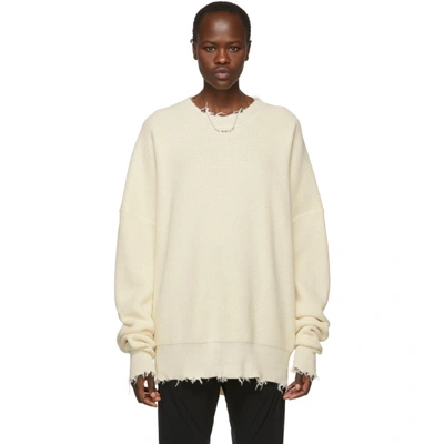 Ben Taverniti Unravel Project Off-white Waffle Hybrid Sweater