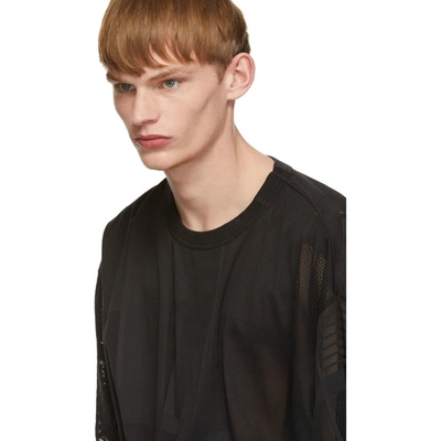 Shop Y-3 Black Mesh Patchwork T-shirt