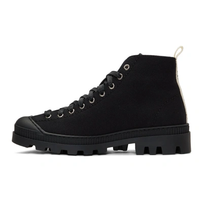 Shop Loewe Black Canvas Lace-up Boots In 1100 Black