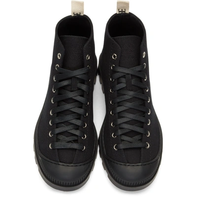 Shop Loewe Black Canvas Lace-up Boots In 1100 Black