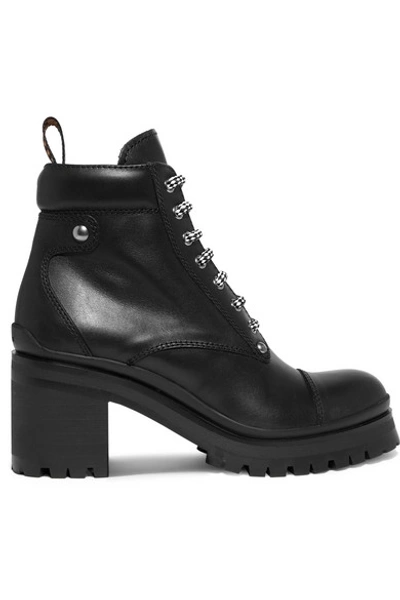 Shop Miu Miu Leather Ankle Boots In Black