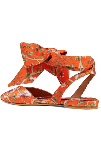 Shop Tabitha Simmons Johanna Ortiz Vera Printed Silk-satin And Crepe De Chine Point-toe Flats In Orange