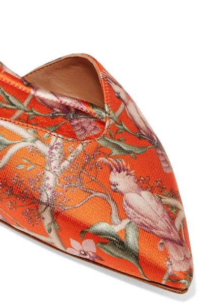 Shop Tabitha Simmons Johanna Ortiz Vera Printed Silk-satin And Crepe De Chine Point-toe Flats In Orange