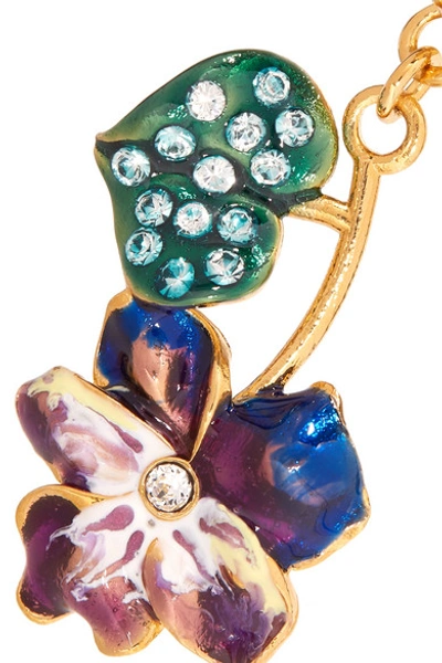 Shop Miu Miu Gold-tone, Enamel And Crystal Earrings In Purple