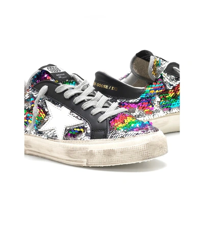 Shop Golden Goose May Sneakers In Rainbow Paillettes In Black