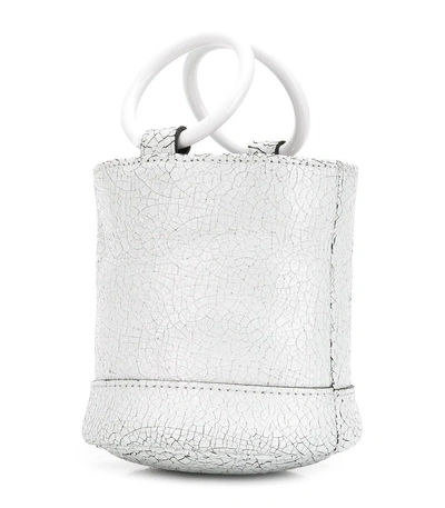 Shop Simon Miller Crackled Mini Bucket Bag In White