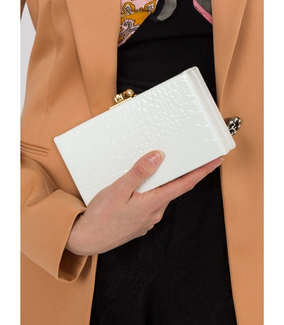 Shop Edie Parker Jean Box Croc Clutch In White