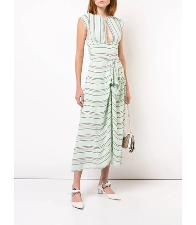 Shop Proenza Schouler Crepe Striped Tied Dress In Green