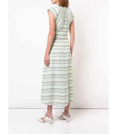 Shop Proenza Schouler Crepe Striped Tied Dress In Green