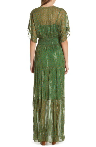 Shop Ba&sh Wanda Metallic Accent Maxi Dress In Vert