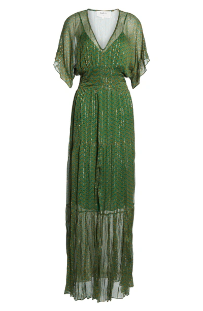 Shop Ba&sh Wanda Metallic Accent Maxi Dress In Vert
