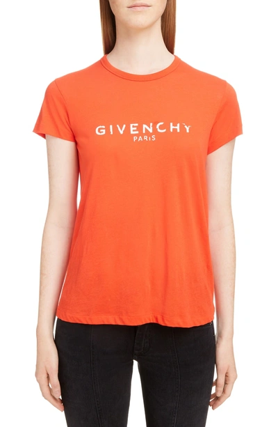 Shop Givenchy Distressed Logo Tee In 600-red