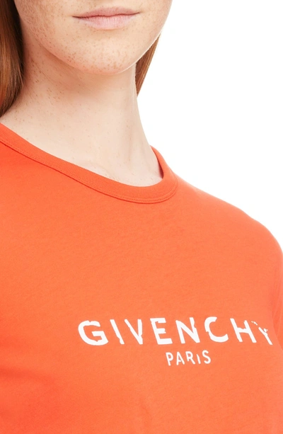 Shop Givenchy Distressed Logo Tee In 600-red
