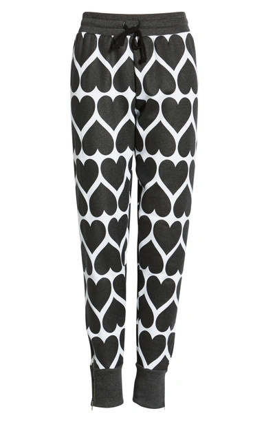 Shop Wildfox Gwen - Dark Hearts Jogger Pants In Clean White/ Clean Black