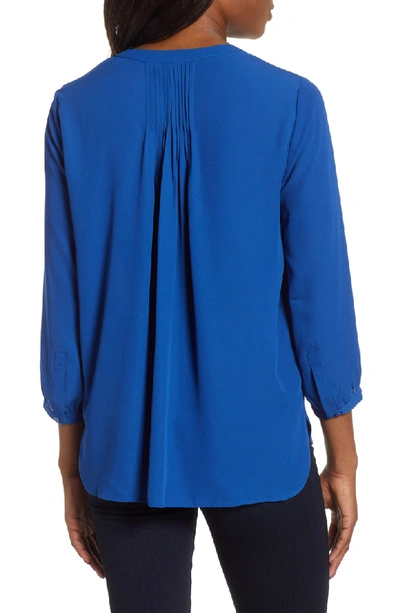 Shop Nydj Pleat Back Blouse In Alpine Lake Blue