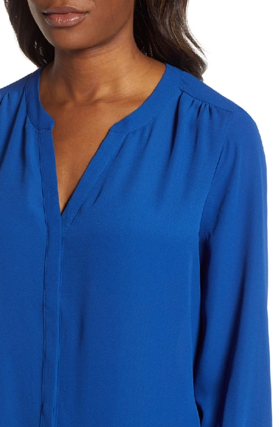 Shop Nydj Pleat Back Blouse In Alpine Lake Blue