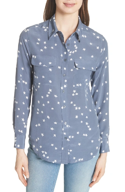 Shop Equipment 'starry Night' Silk Shirt In Bluestone