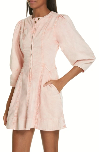 Shop Ulla Johnson Wilona Puff Sleeve Denim Dress In Rose