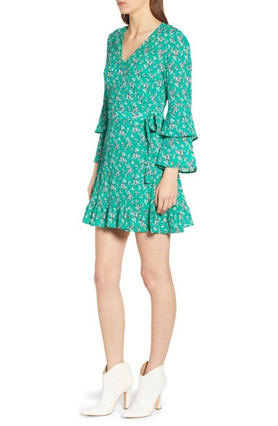 Shop The Fifth Label Adventurer Floral Wrap Minidress In Green Floral