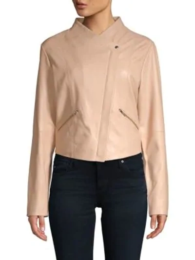 Shop Veda Leather Jam Jacket In Nude